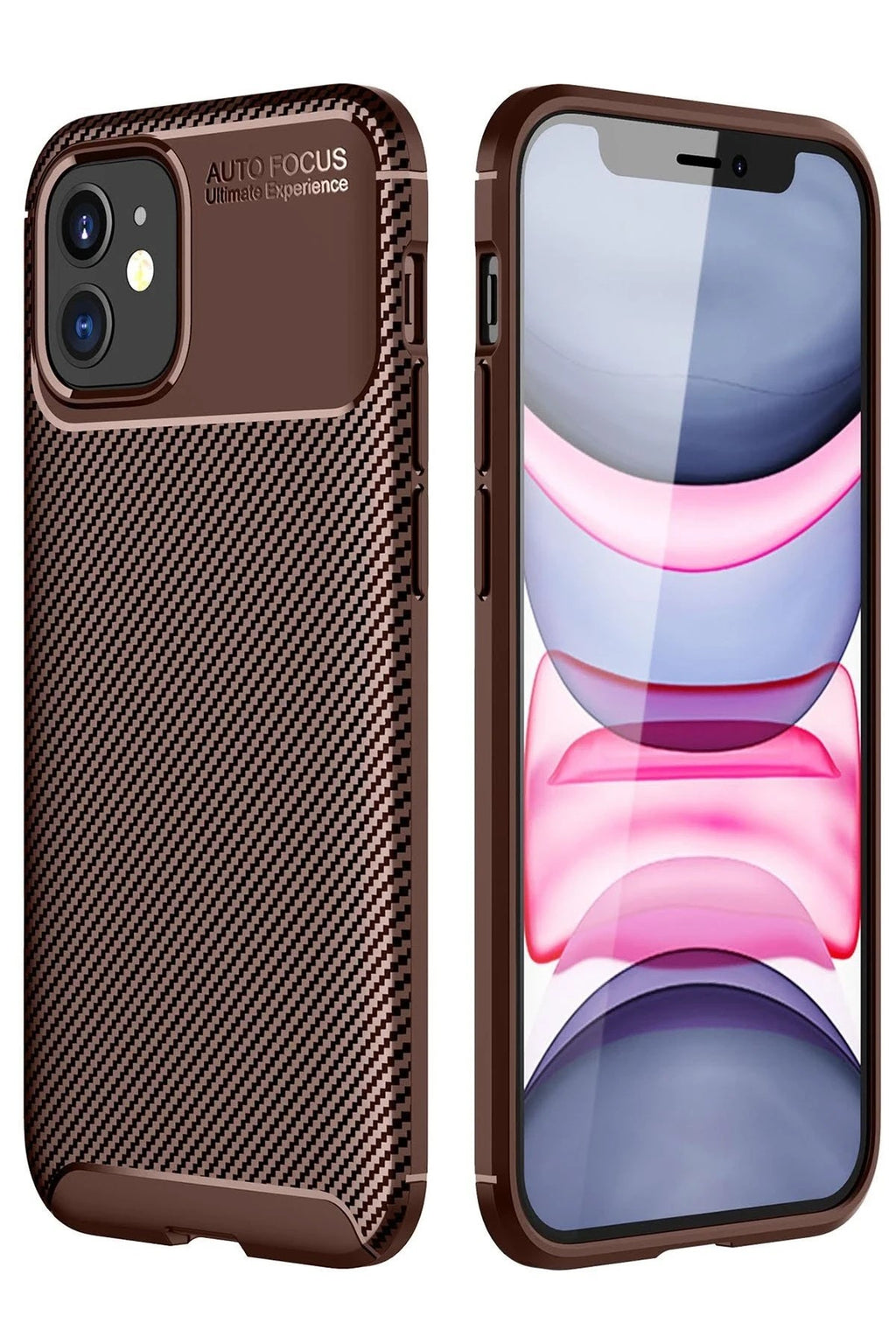 Mey İthalat® iPhone 12 Mini Kılıf Auto Focus Karbon Kapak - Kahverengi