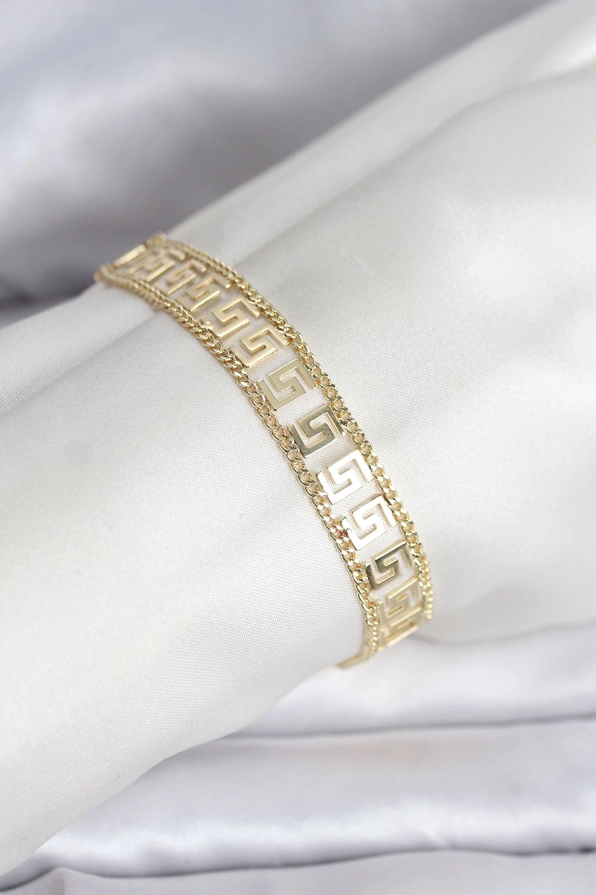 Mey İthalat® 316L Çelik Gold Renk Labirent Model Kadın Bileklik