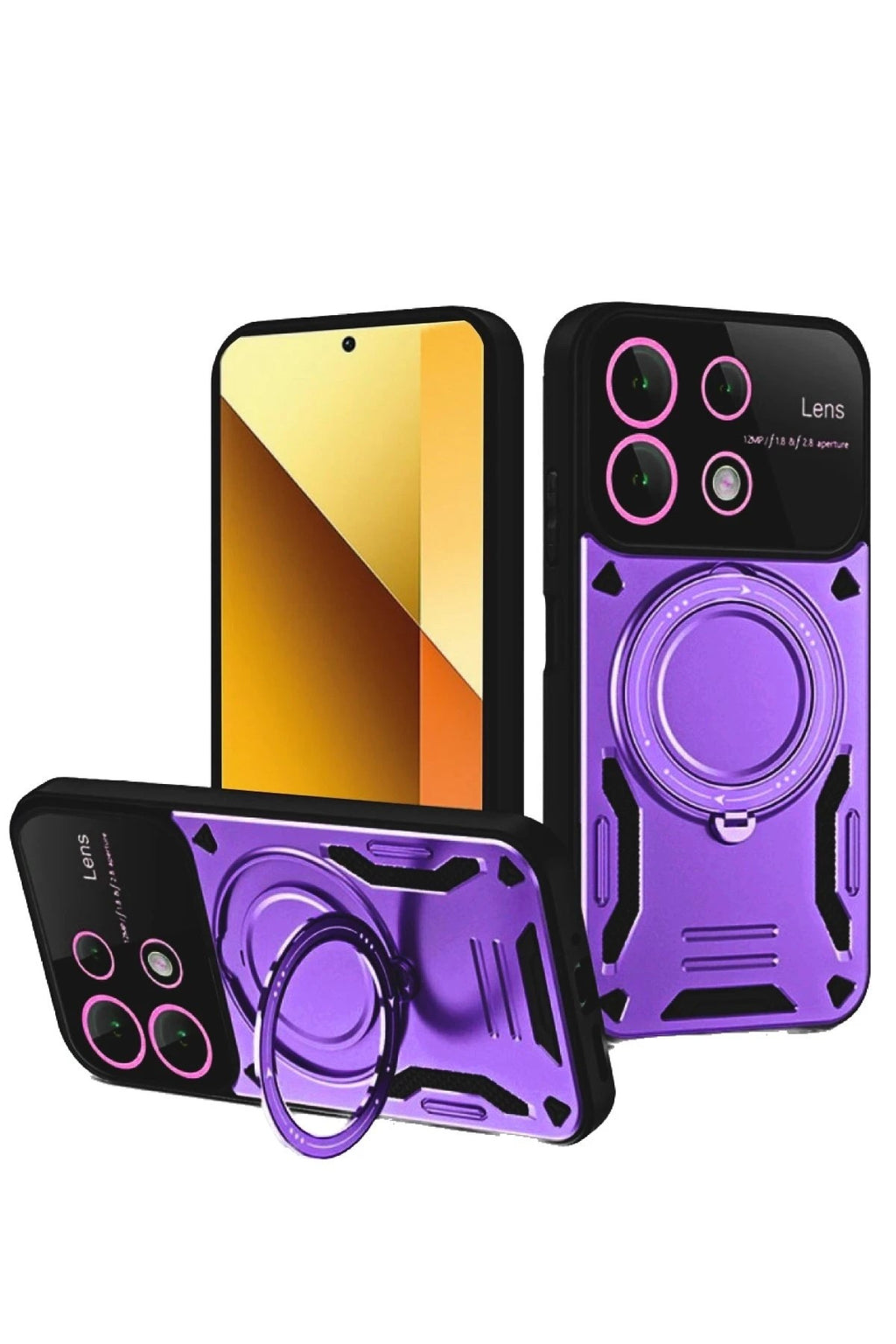Mey İthalat® Redmi Note 13 4G Kılıf Joy Lens Standlı Kapak - Mor