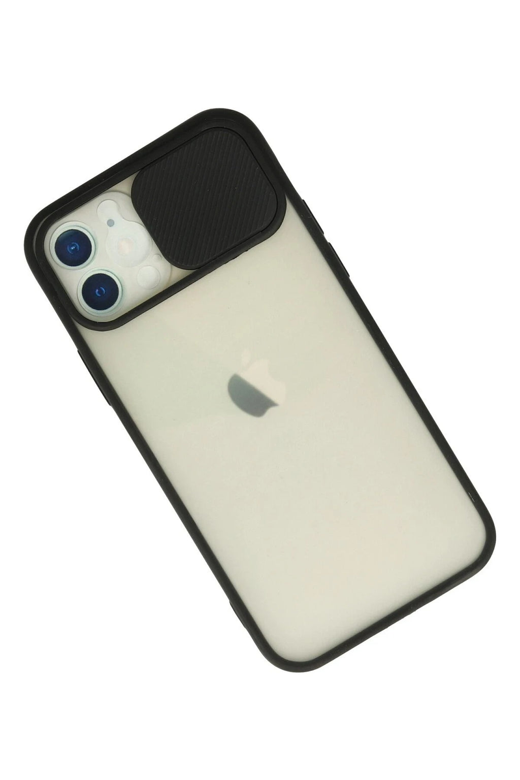 Mey İthalat® iPhone 12 Kılıf Palm Buzlu Kamera Sürgülü Silikon - Siyah