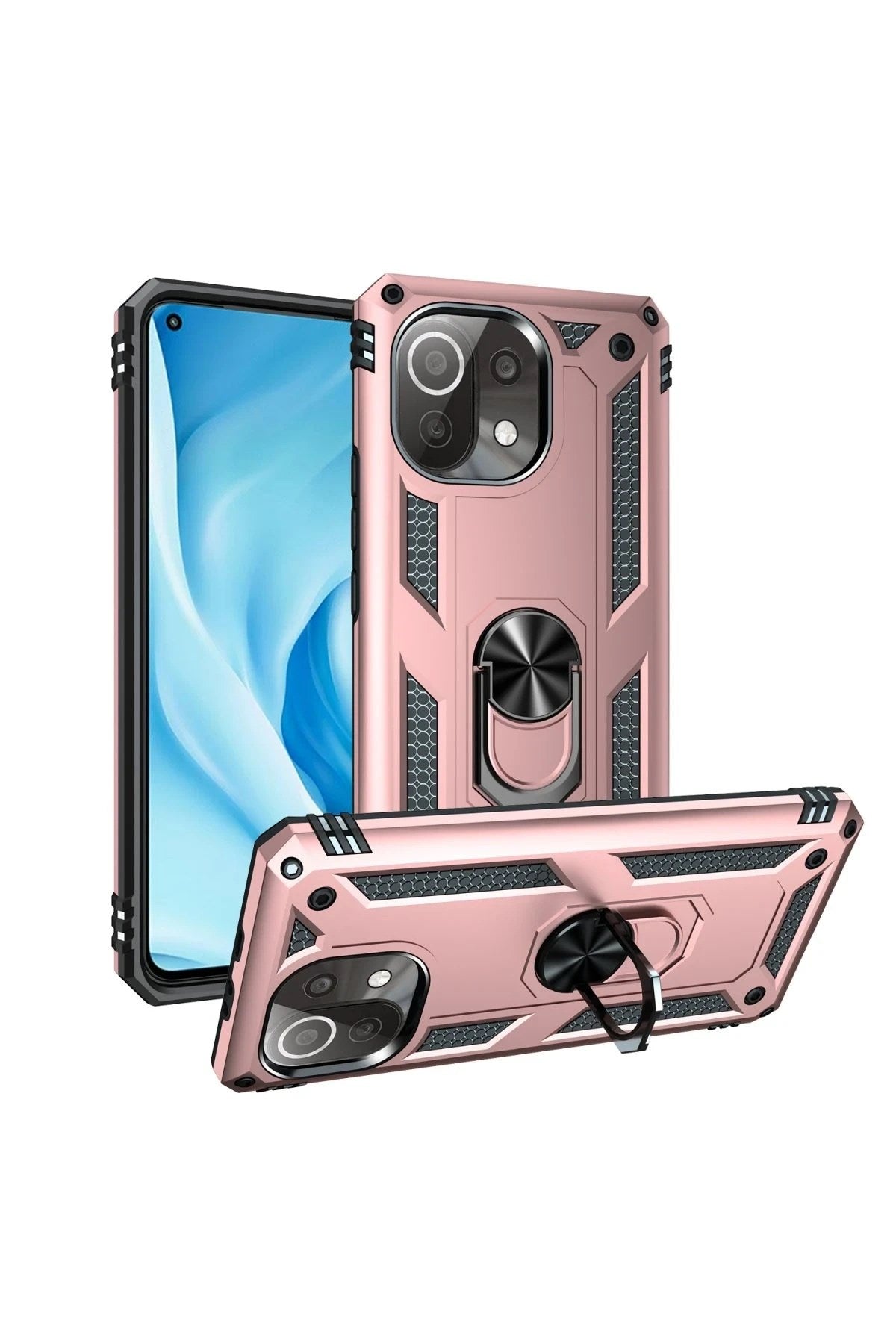 Mey İthalat® Mİ 11 Lite Kılıf Sofya Yüzüklü Silikon Kapak - Rose