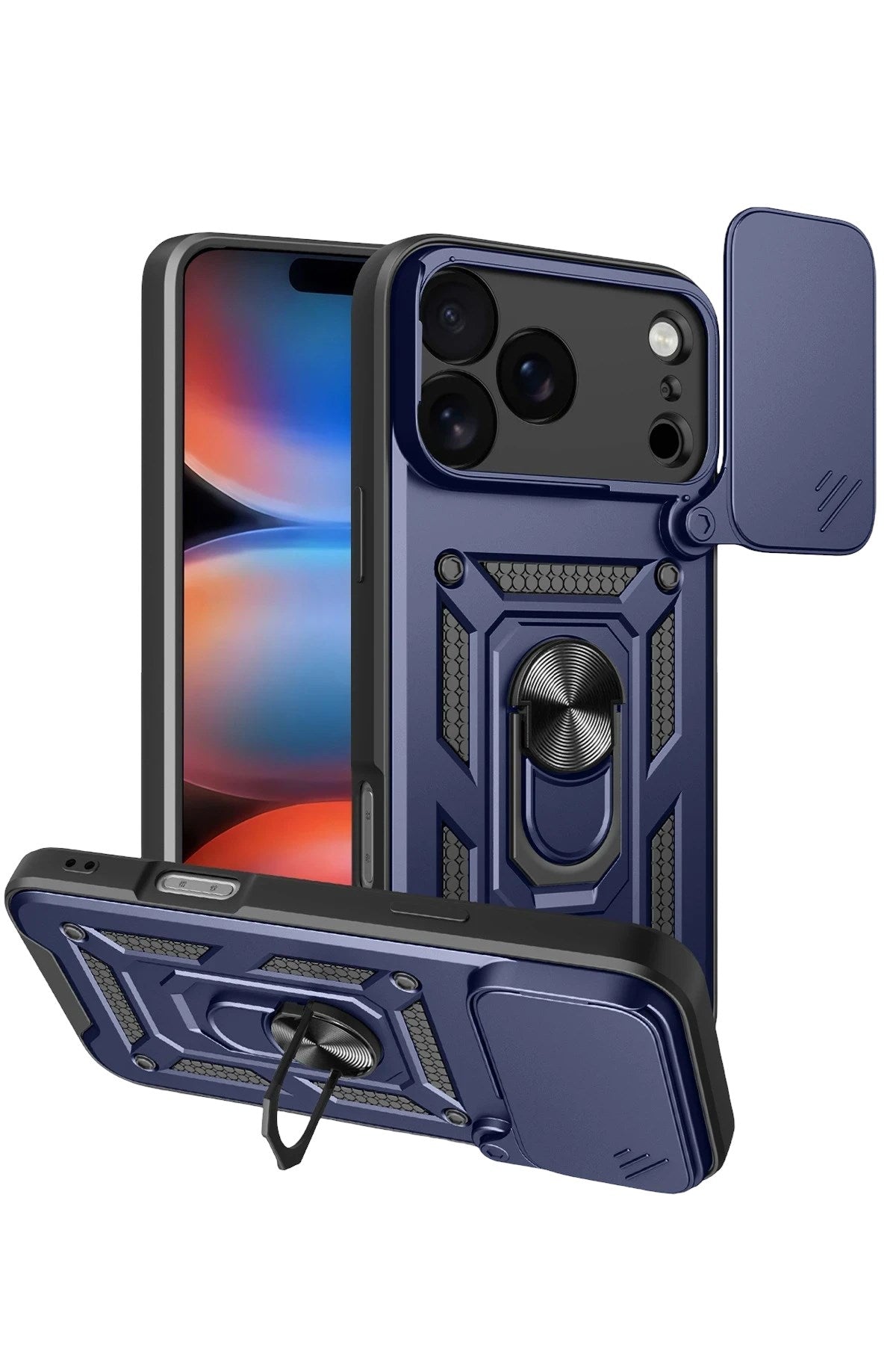 Mey İthalat® iPhone 17 Pro Pars Lens Yüzüklü Silikon - Lacivert