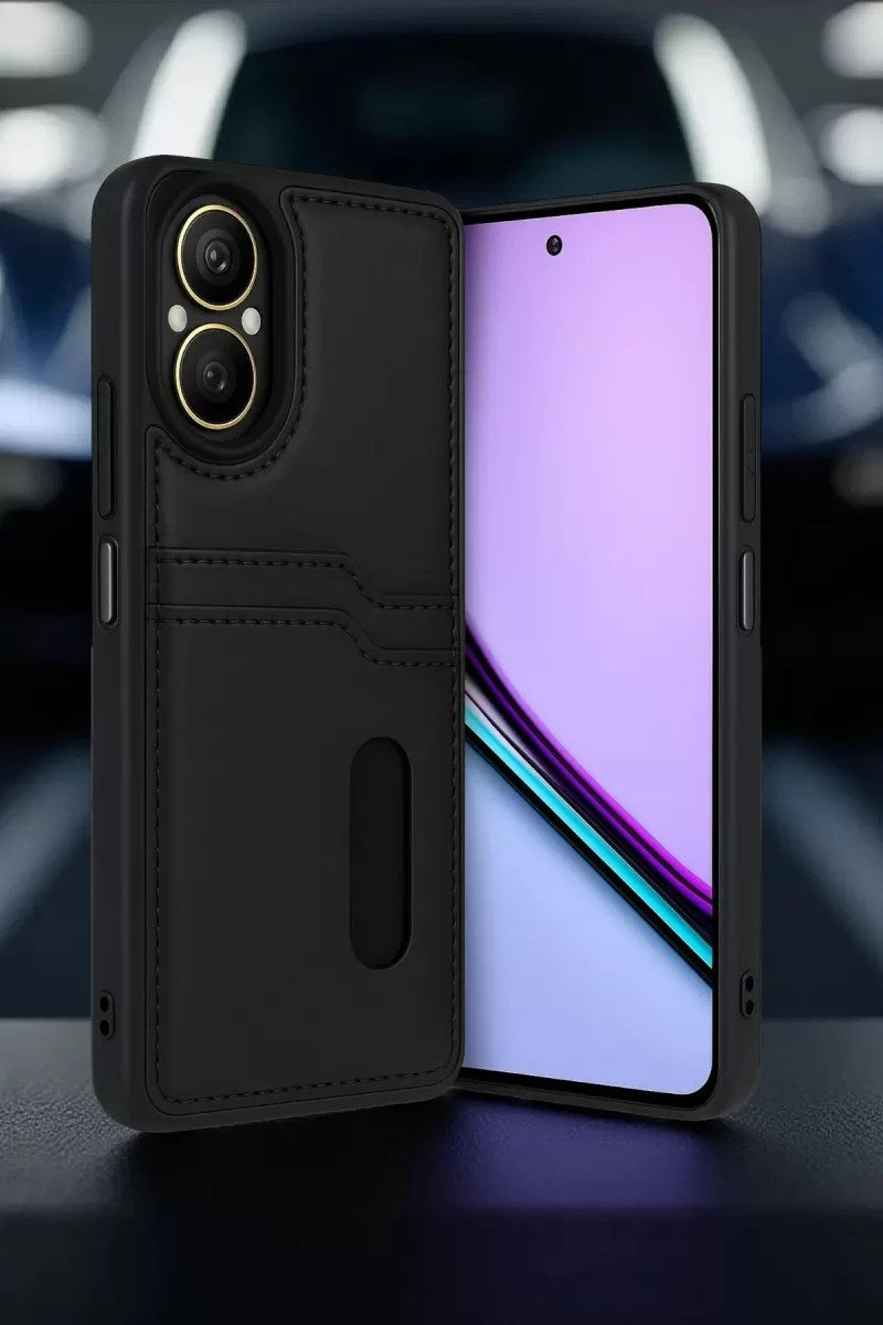Mey İthalat® Realme 12 Lite Kılıf Sara Kartvizitli Deri Kılıf - Lacivert
