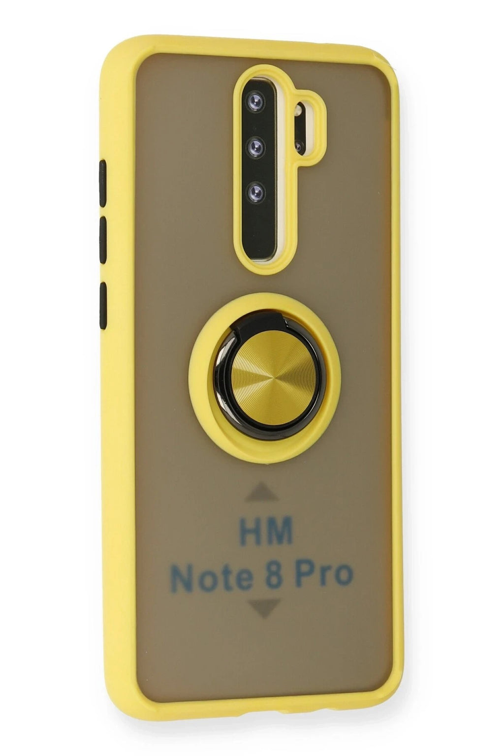 Mey İthalat® Redmi Note 8 Pro Kılıf Montreal Yüzüklü Silikon Kapak - Sarı