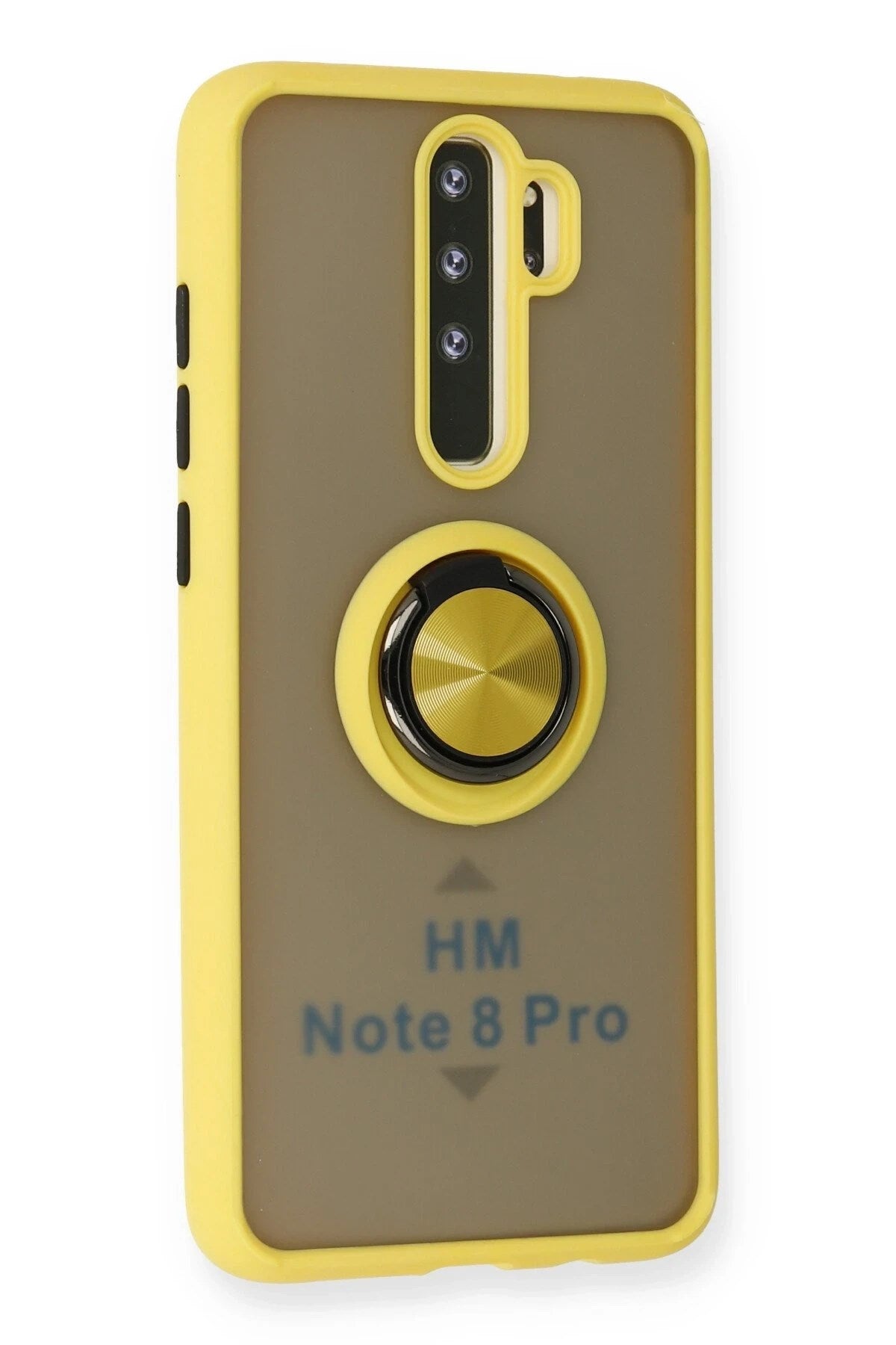 Mey İthalat® Redmi Note 8 Pro Kılıf Montreal Yüzüklü Silikon Kapak - Sarı