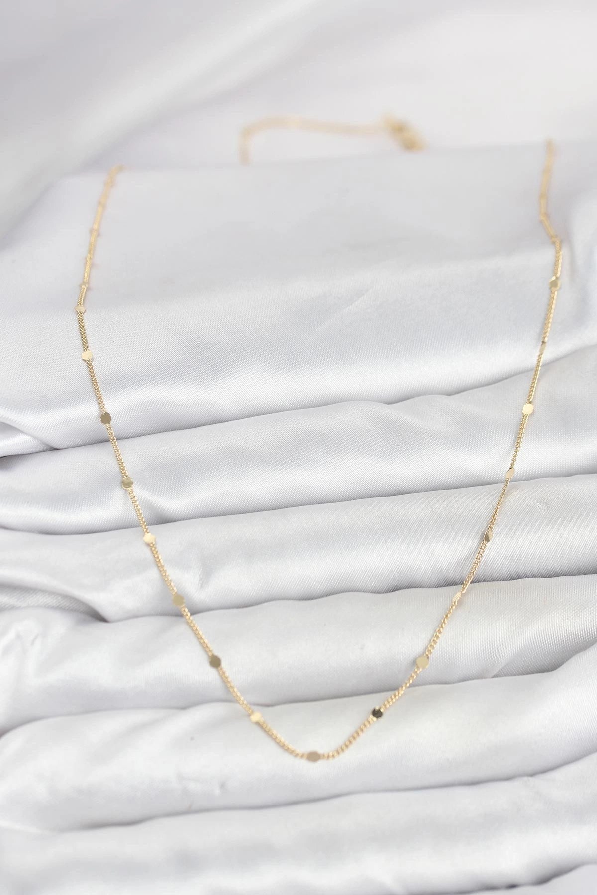 Mey İthalat® CM 14K Gold Renk Ezme Pul Model 60 cm Kadın Kolye