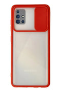 Mey İthalat® Samsung Galaxy A71 Kılıf Palm Buzlu Kamera Sürgülü Silikon - Kırmızı