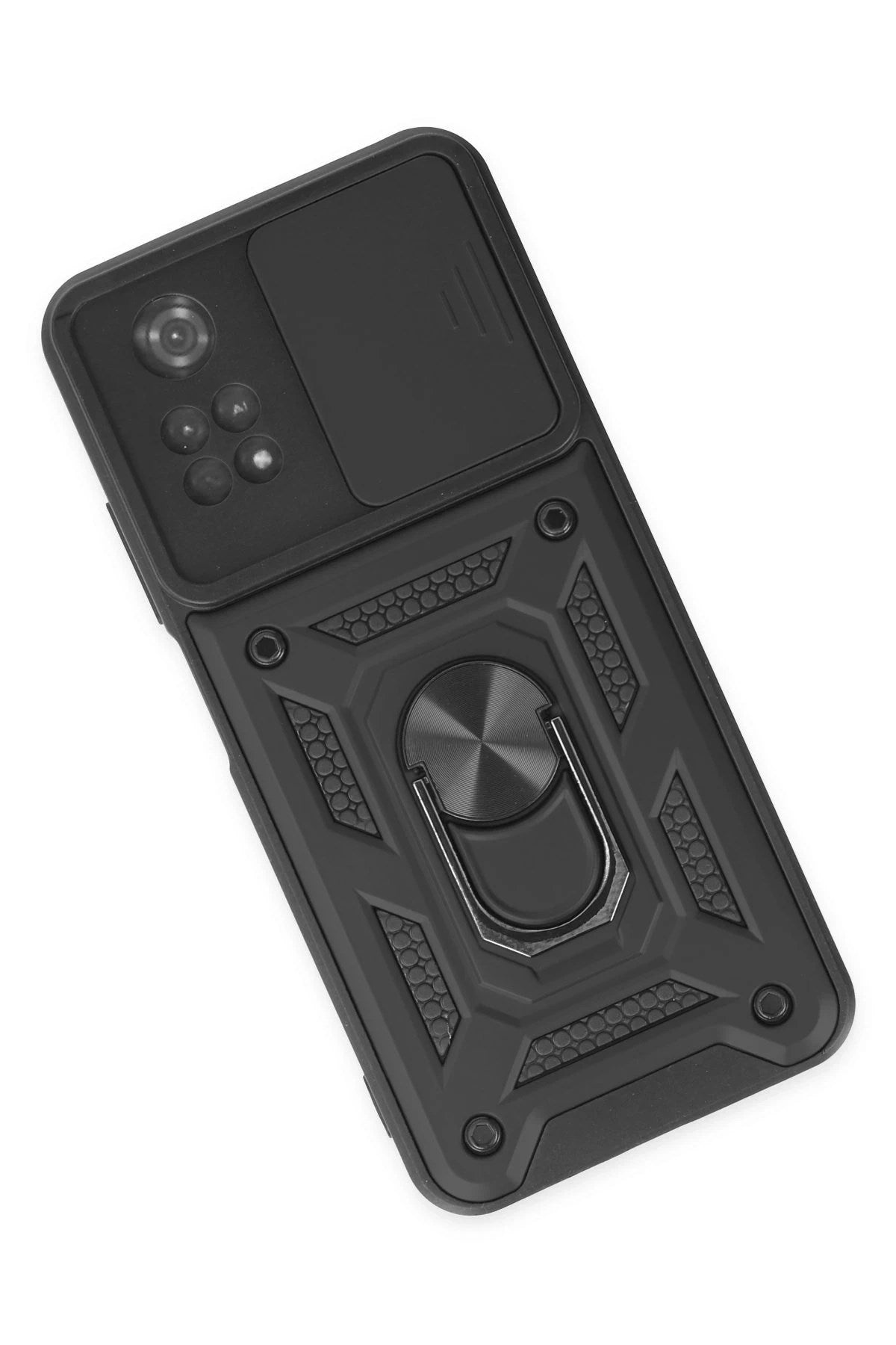 Mey İthalat® Poco M4 Pro 4G Kılıf Pars Lens Yüzüklü Silikon - Siyah