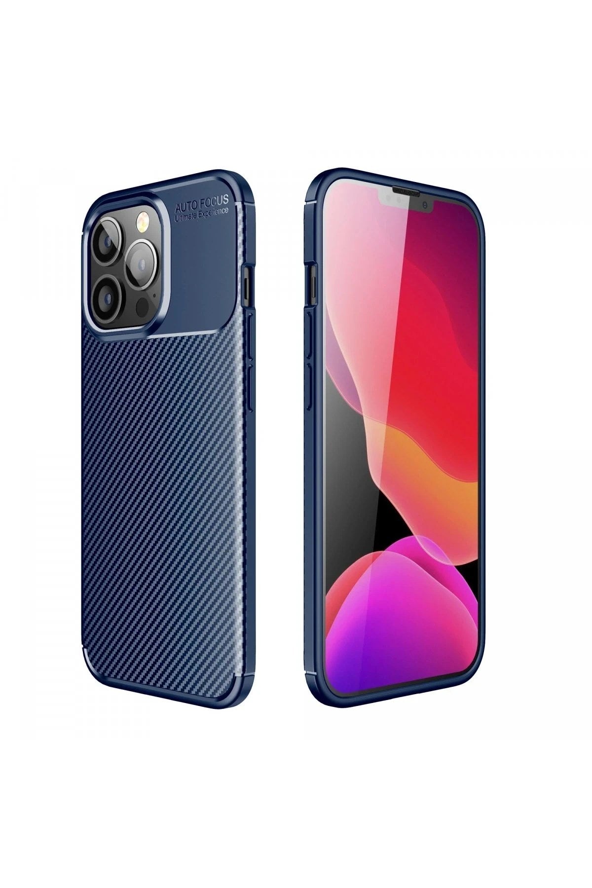 Mey İthalat® iPhone 13 Pro Kılıf Auto Focus Karbon Kapak - Lacivert