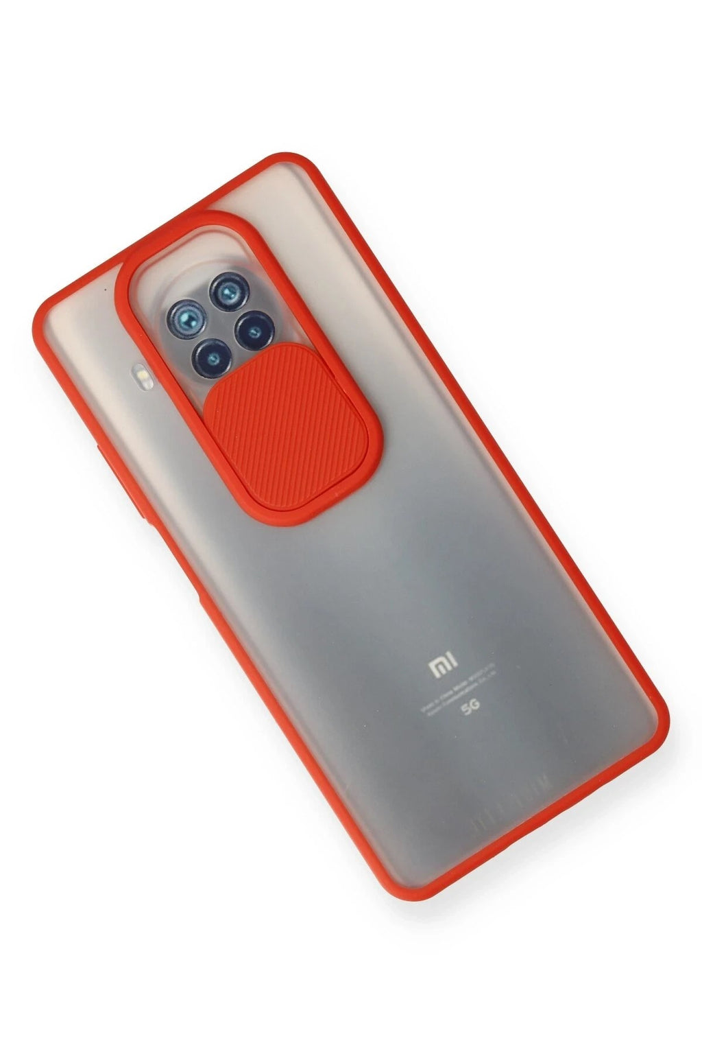Mey İthalat® Mi 10T Lite Kılıf Palm Buzlu Kamera Sürgülü Silikon - Kırmızı