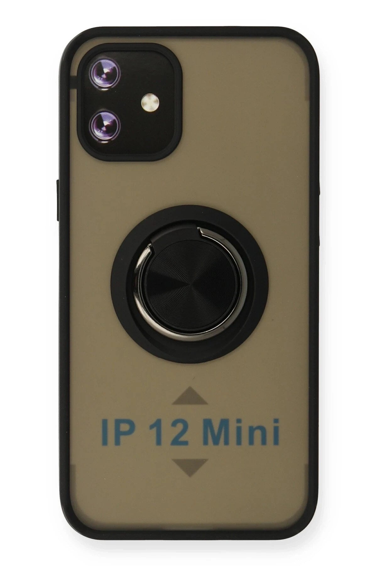 Mey İthalat® iPhone 12 Mini Kılıf Montreal Yüzüklü Silikon Kapak - Siyah