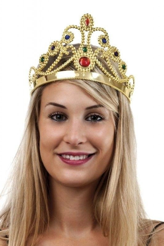 Mey İthalat® Taşlı Altın Renk Prenses Tacı ve Kırmızı Kraliyet Prenses Asası