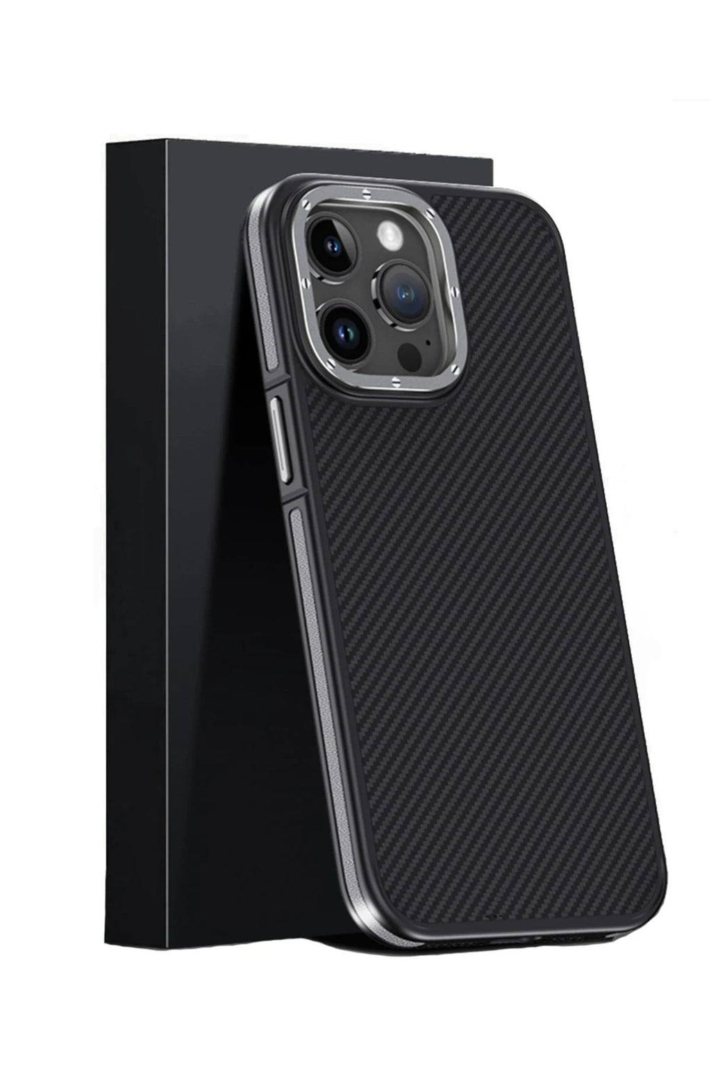 Mey İthalat® iPhone 15 Pro Kılıf Aramid 600D Kevlar Karbon Fiber Magsafe Kapak - Gri