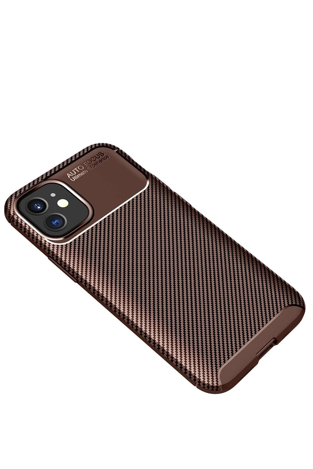 Mey İthalat® iPhone 12 Mini Kılıf Auto Focus Karbon Kapak - Kahverengi