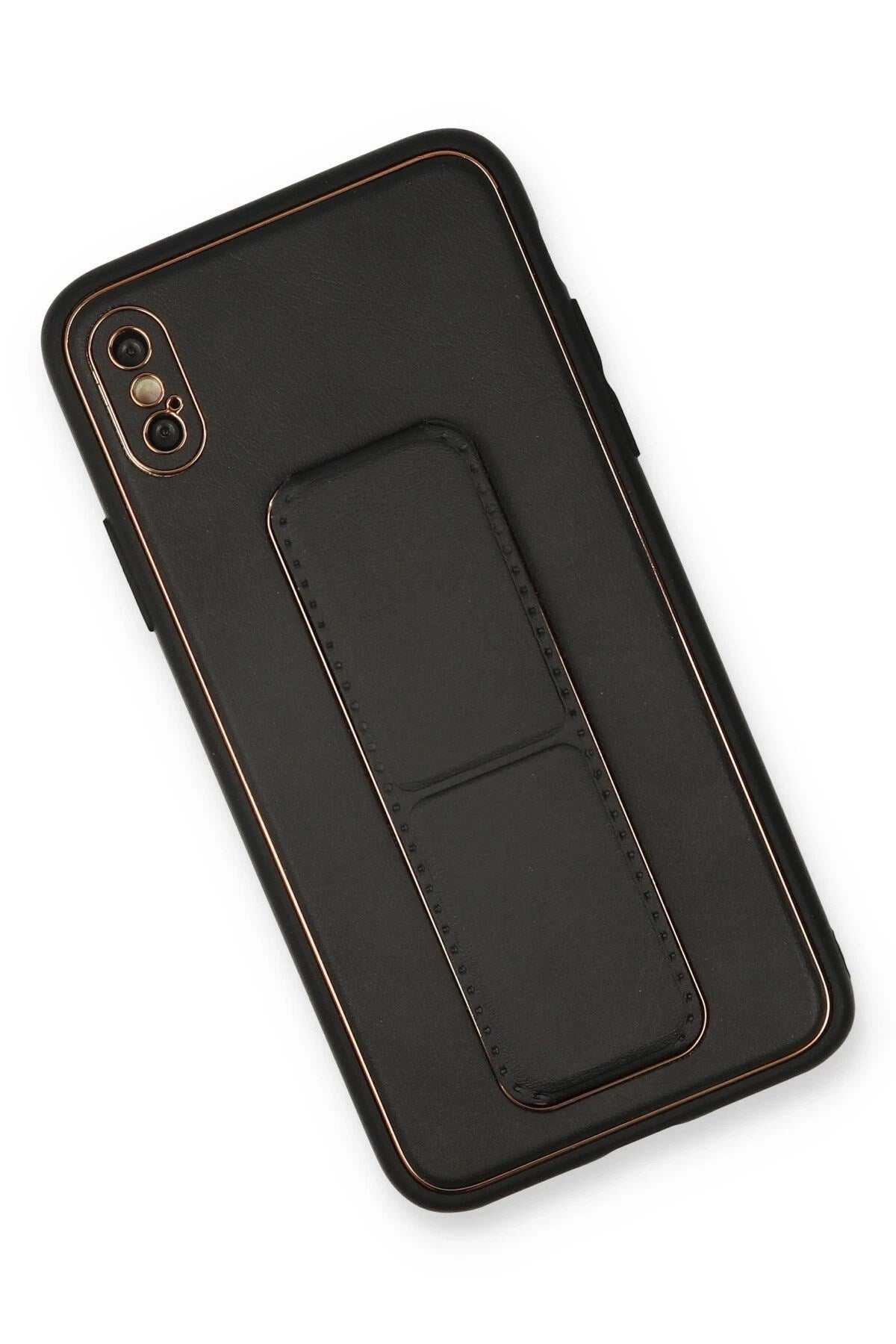 Mey İthalat® iPhone XS Max Kılıf Coco Deri Standlı Kapak - Siyah