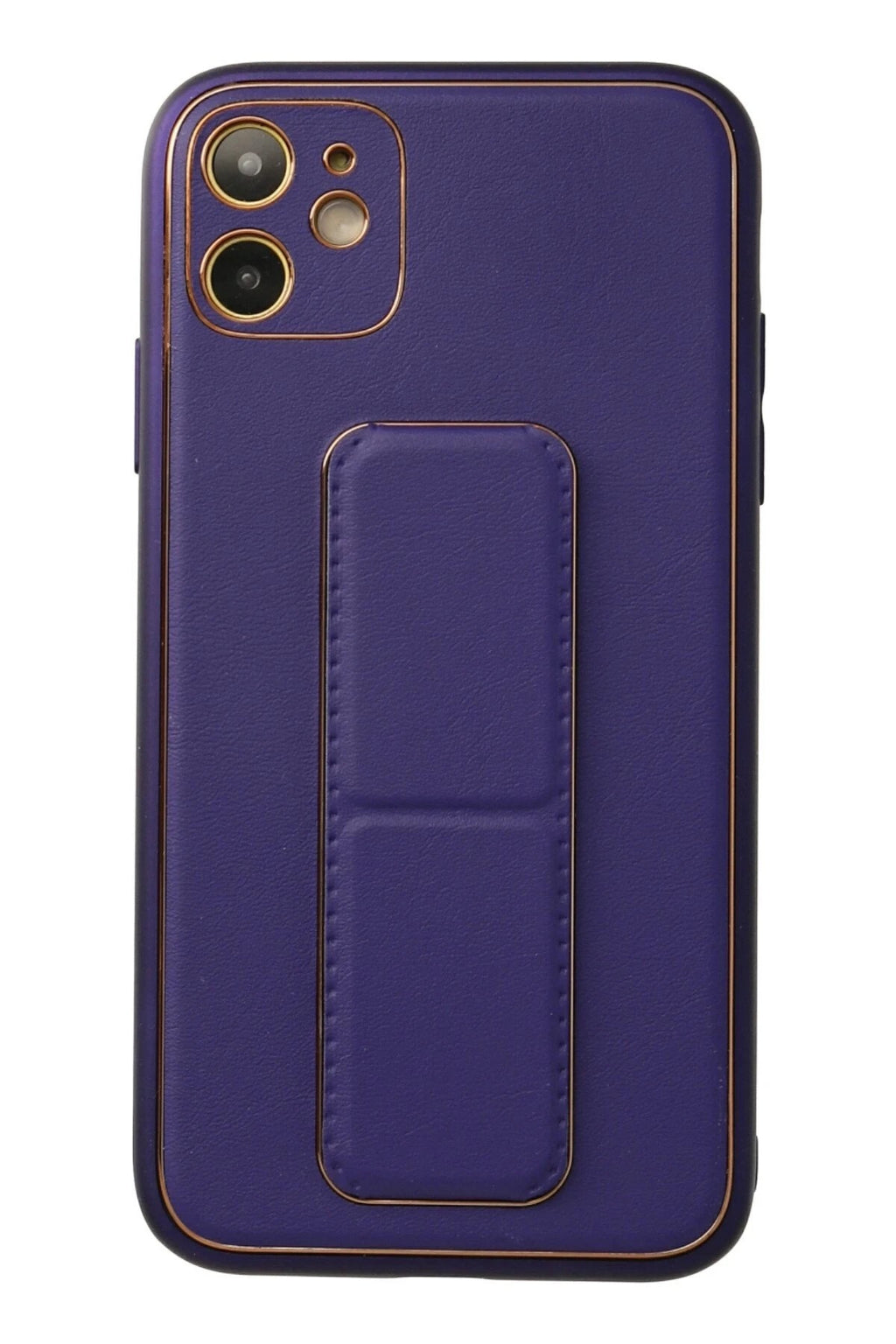 Mey İthalat® iPhone 12 Kılıf Coco Deri Standlı Kapak - Mor