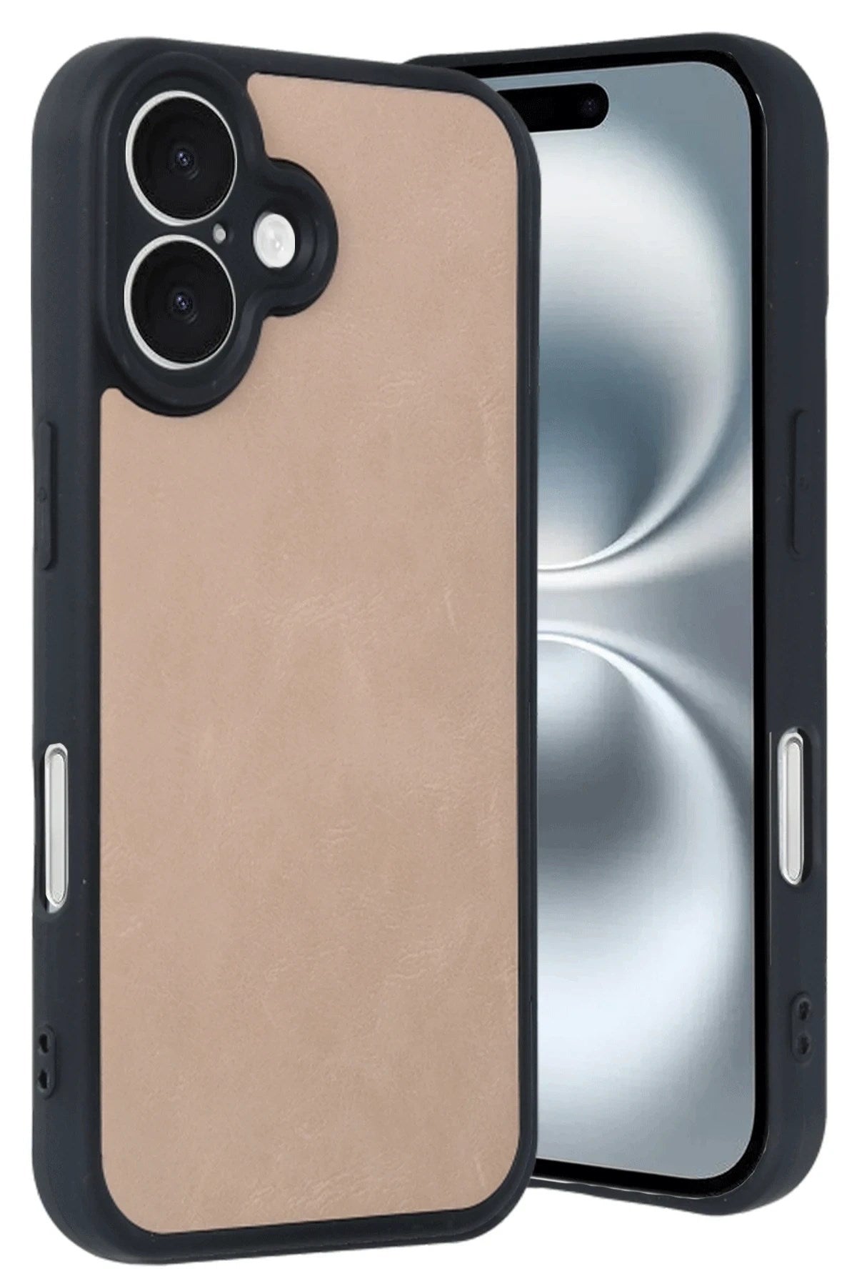 Mey İthalat® iPhone 16 Kılıf Aras Deri Kapak - Pudra