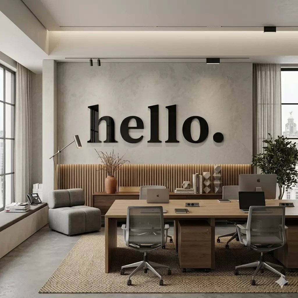 Mey İthalat® 100x35 cm Dev Boy "hello." Yazılı Kırılmaz Pleksi Ayna - Premium Ofis ve Villa Antre Dekoru