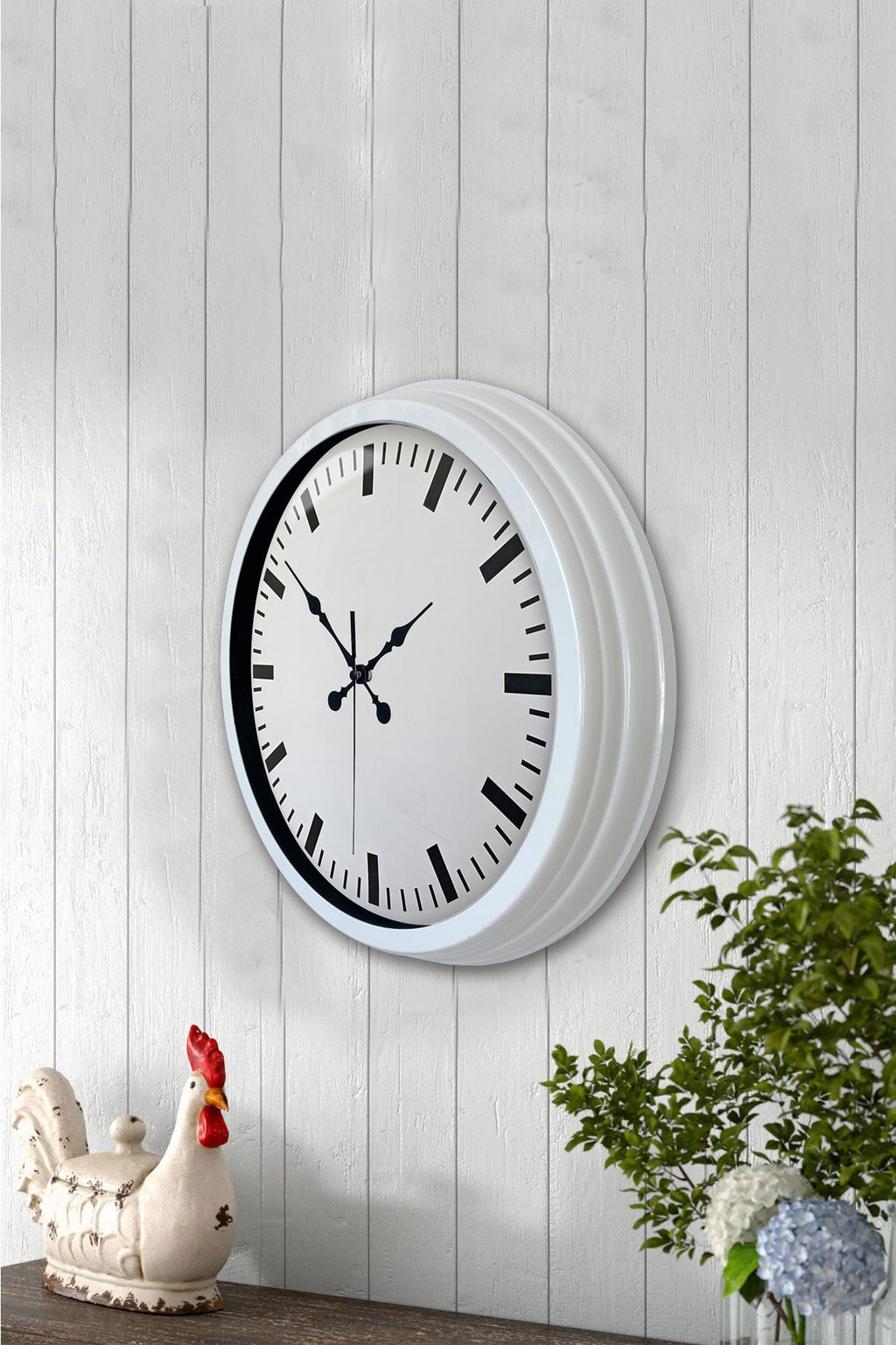 40 Cm Metal Beyaz Modern Duvar Saati