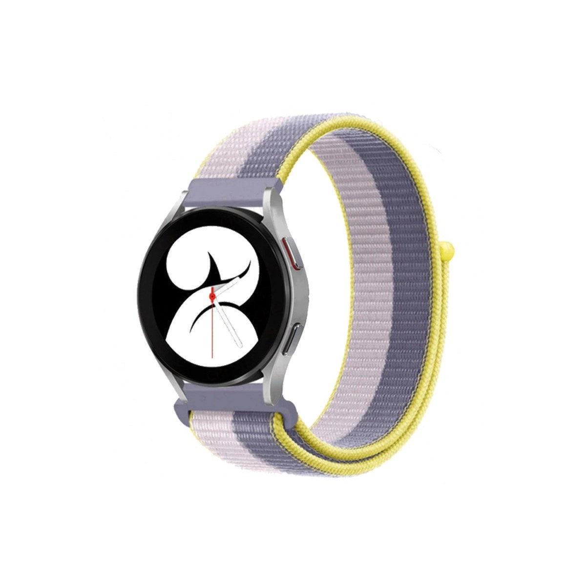 Mey İthalat® Samsung Galaxy Watch 4 Hasırlı Cırtcırtlı Kordon - Gri-Beyaz