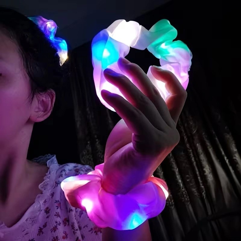 Mey İthalat® Mint Yeşili Renk Led Işıklı Lastikli Saç Tokası - 3 Modlu Festival &amp; Parti Saç Tokası