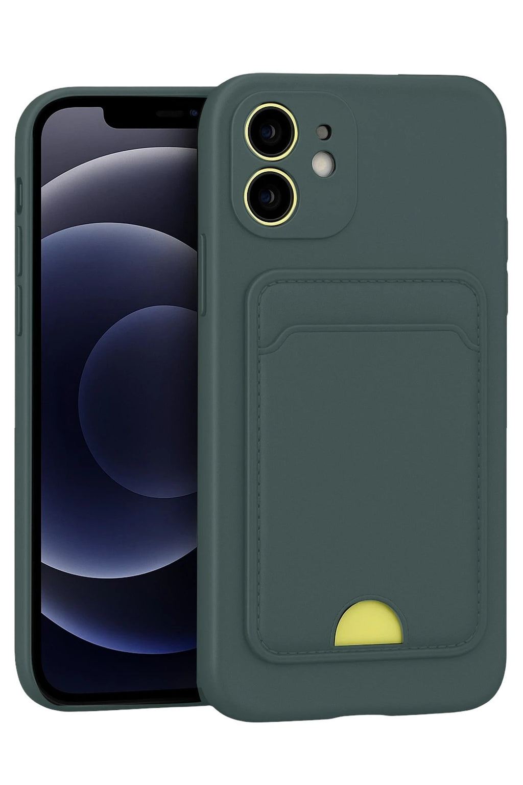 Mey İthalat® iPhone 11 Kılıf Kelvin Kartvizitli Silikon - Koyu Yeşil