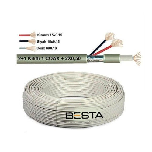2+1 0,22 30 Metre CCTV Kamera Kablosu KD-1330