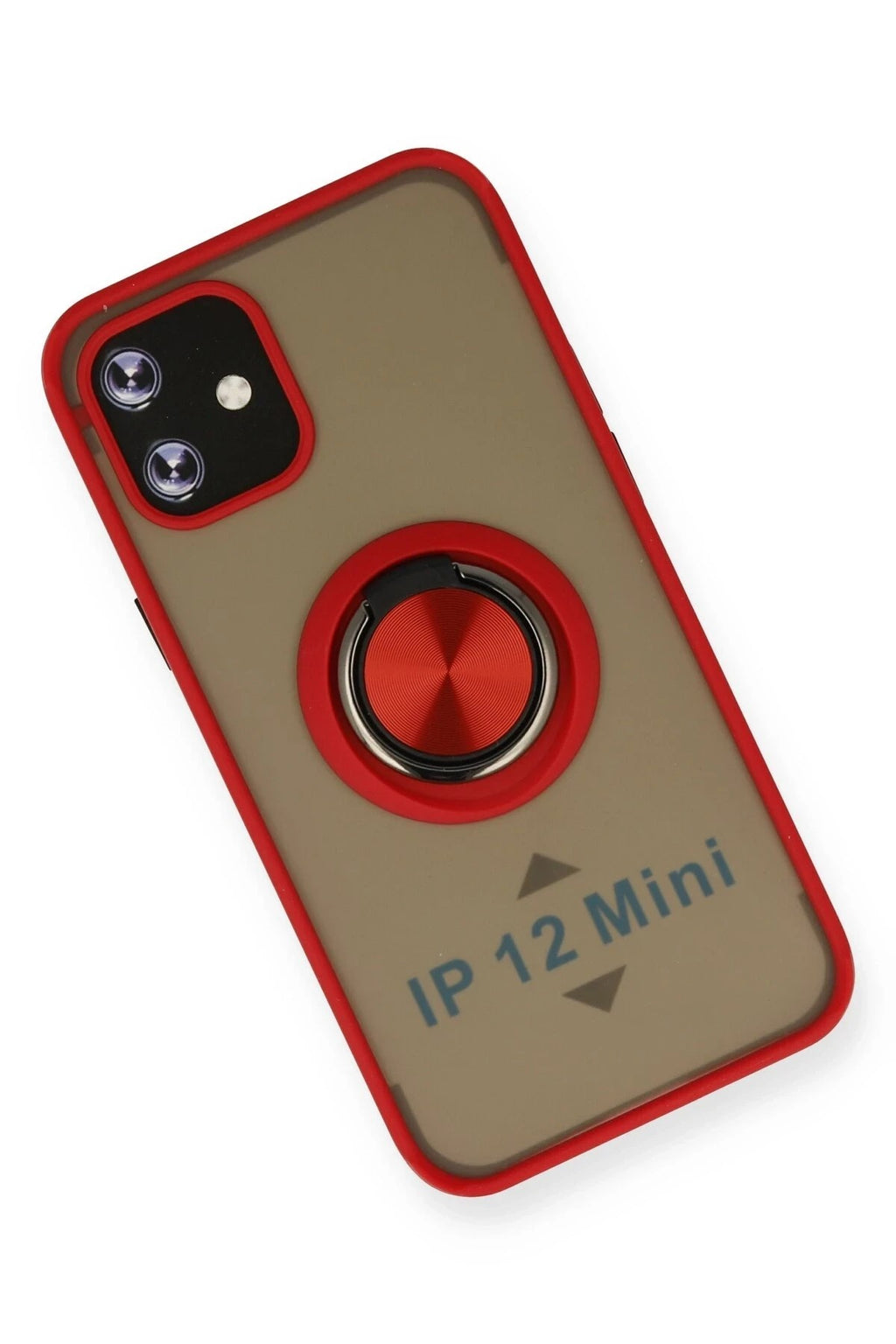 Mey İthalat® iPhone 12 Kılıf Montreal Yüzüklü Silikon Kapak - Kırmızı