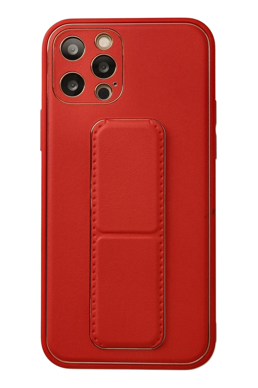 Mey İthalat® iPhone 12 Pro Kılıf Coco Deri Standlı Kapak - Kırmızı