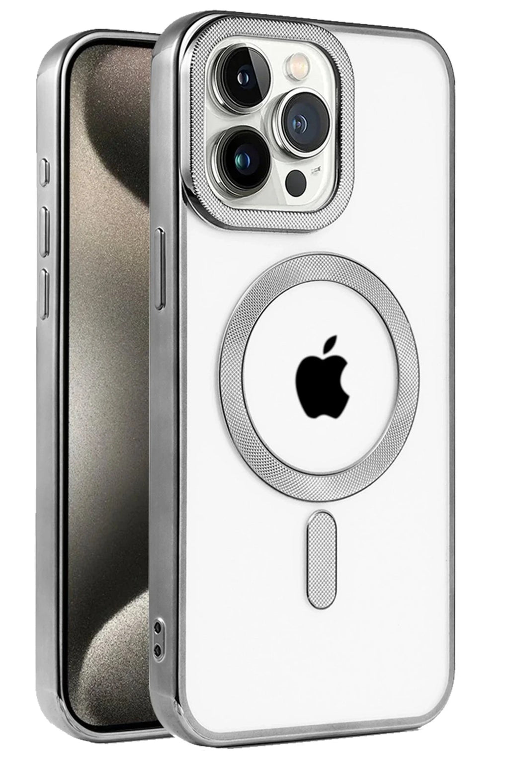 Mey İthalat® iPhone 15 Pro Max Kılıf Kronos Magsafe Kapak - Titanyum Gri