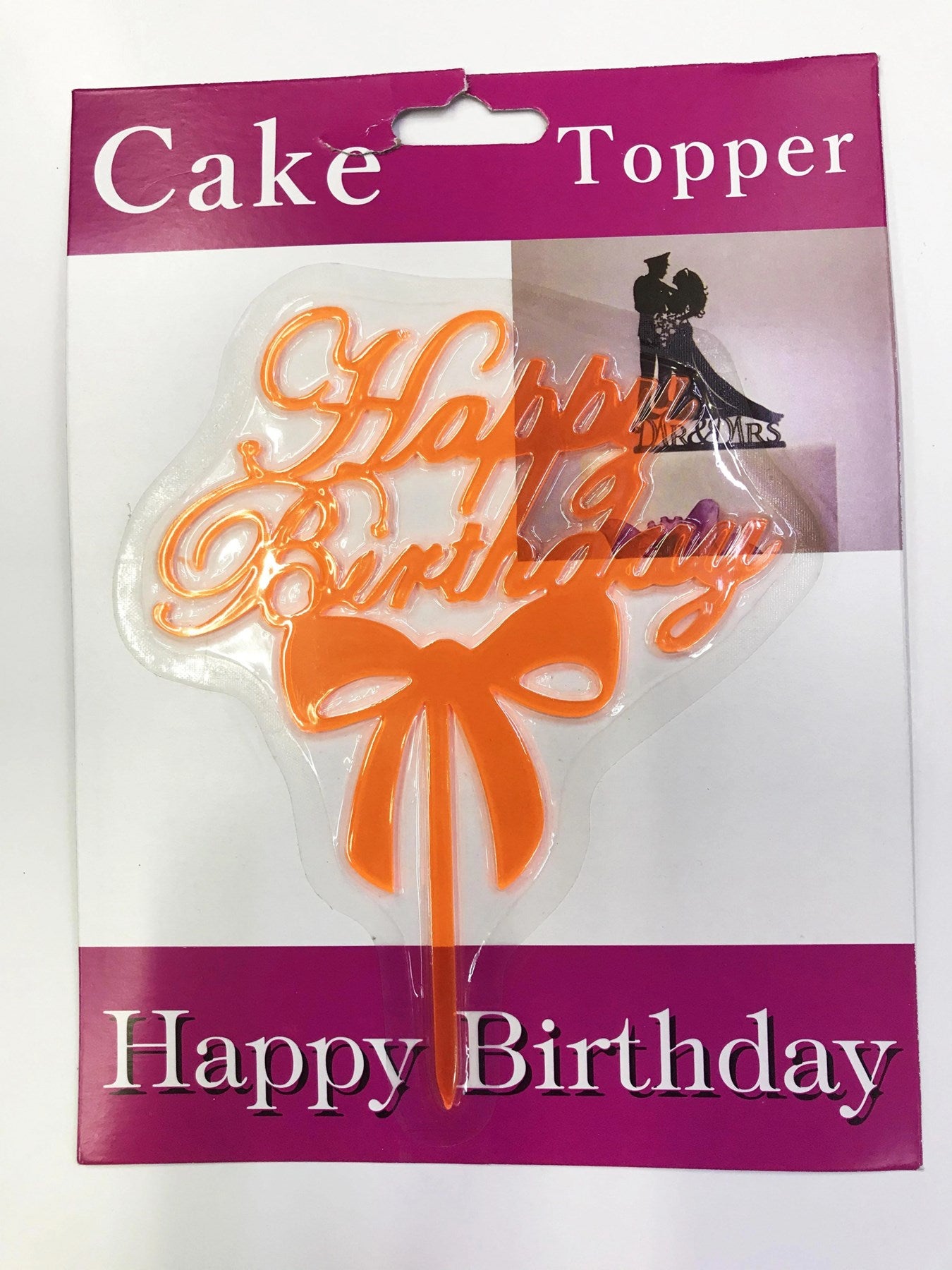 Mey İthalat® Happy Birthday Yazılı Fiyonklu Pasta Kek Çubuğu Turuncu Renk