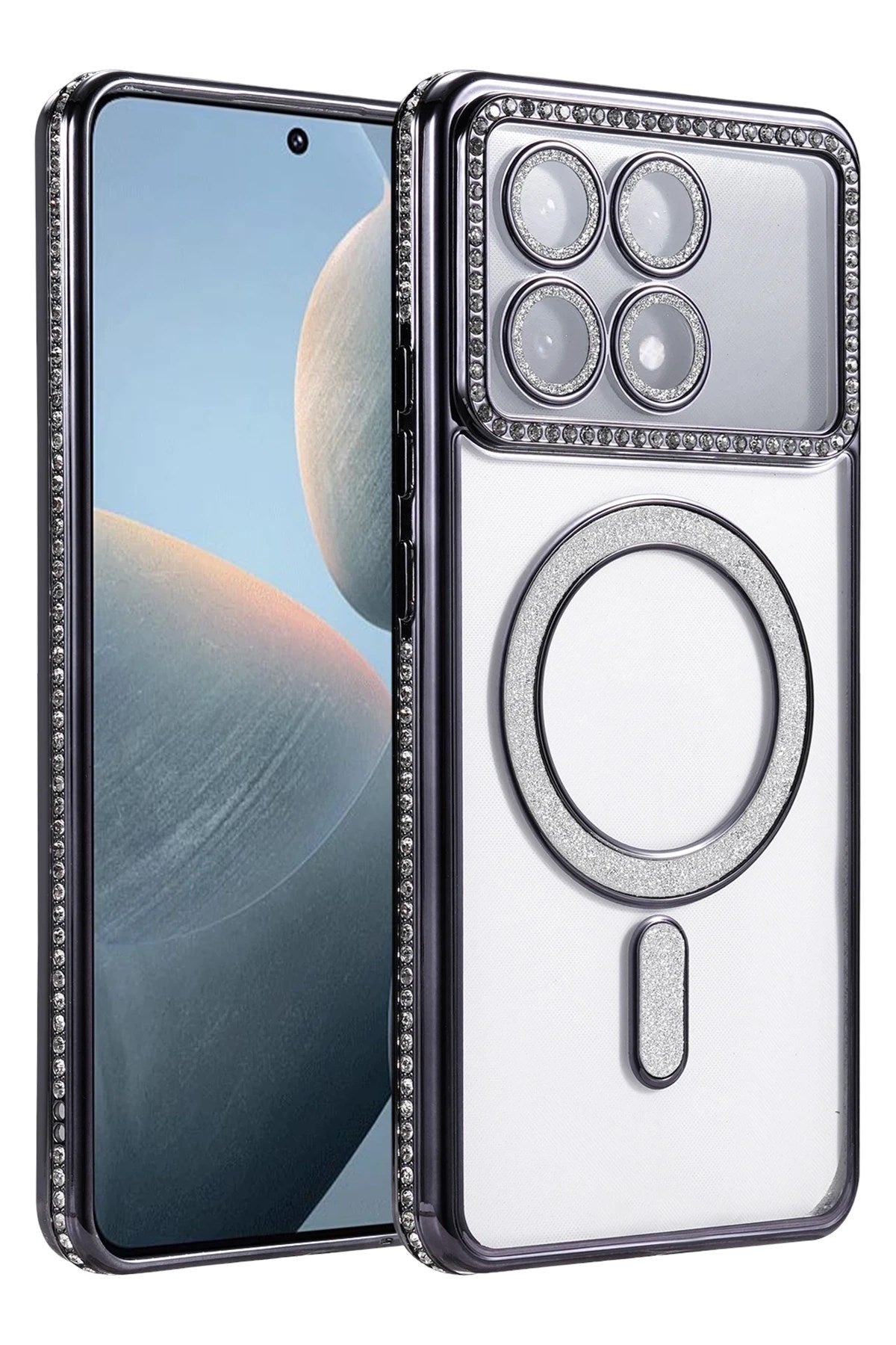 Mey İthalat® Poco X6 Pro Joke Simli Magneticsafe Kılıf - Siyah