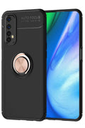 Mey İthalat® Realme 7 Kılıf Range Yüzüklü Silikon - Siyah-Gold