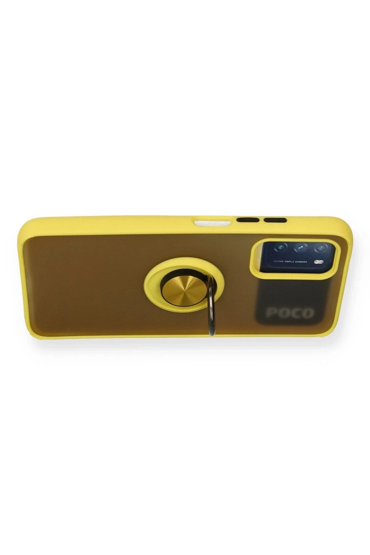 Mey İthalat® Redmi 9T Kılıf Montreal Yüzüklü Silikon Kapak - Sarı