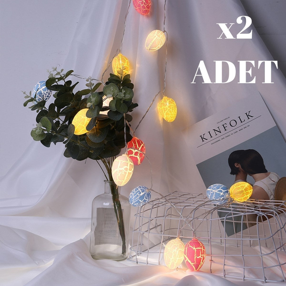 10lu Renkli Yumurta Şeklinde Dekoratif Dolama Led Aydınlatma