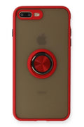 Mey İthalat® iPhone 7 Plus Kılıf Montreal Yüzüklü Silikon Kapak - Kırmızı