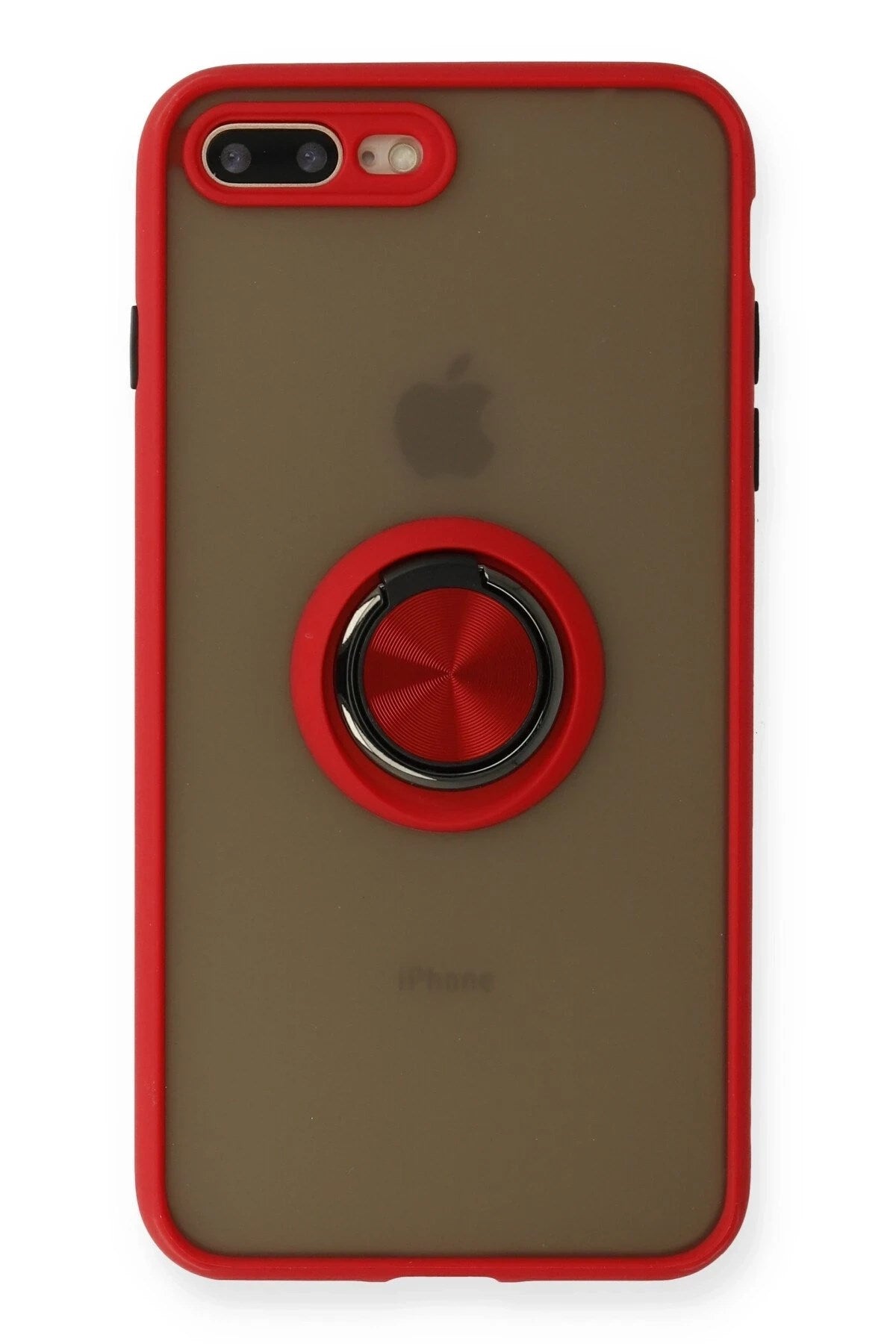 Mey İthalat® iPhone 7 Plus Kılıf Montreal Yüzüklü Silikon Kapak - Kırmızı