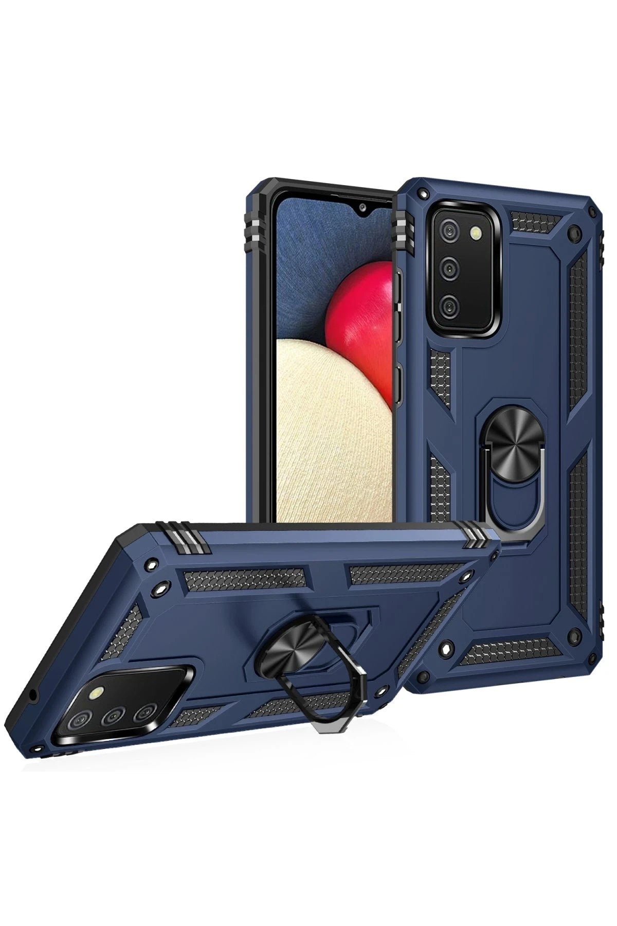 Mey İthalat® Samsung Galaxy A02S Kılıf Sofya Yüzüklü Silikon Kapak - Lacivert