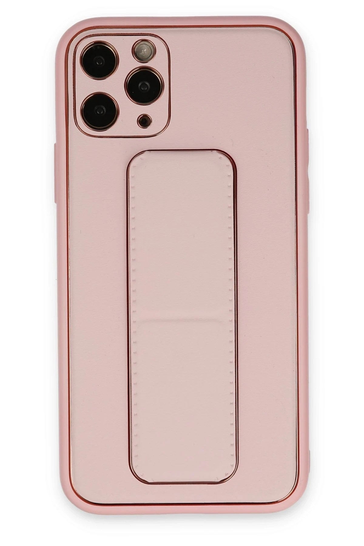 Mey İthalat® iPhone 11 Pro Max Kılıf Coco Deri Standlı Kapak - Pembe