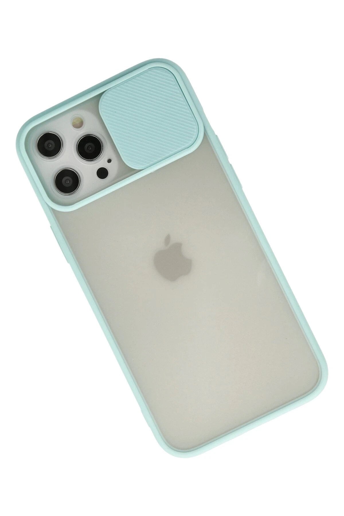 Mey İthalat® iPhone 12 Pro Max Kılıf Palm Buzlu Kamera Sürgülü Silikon - Turkuaz