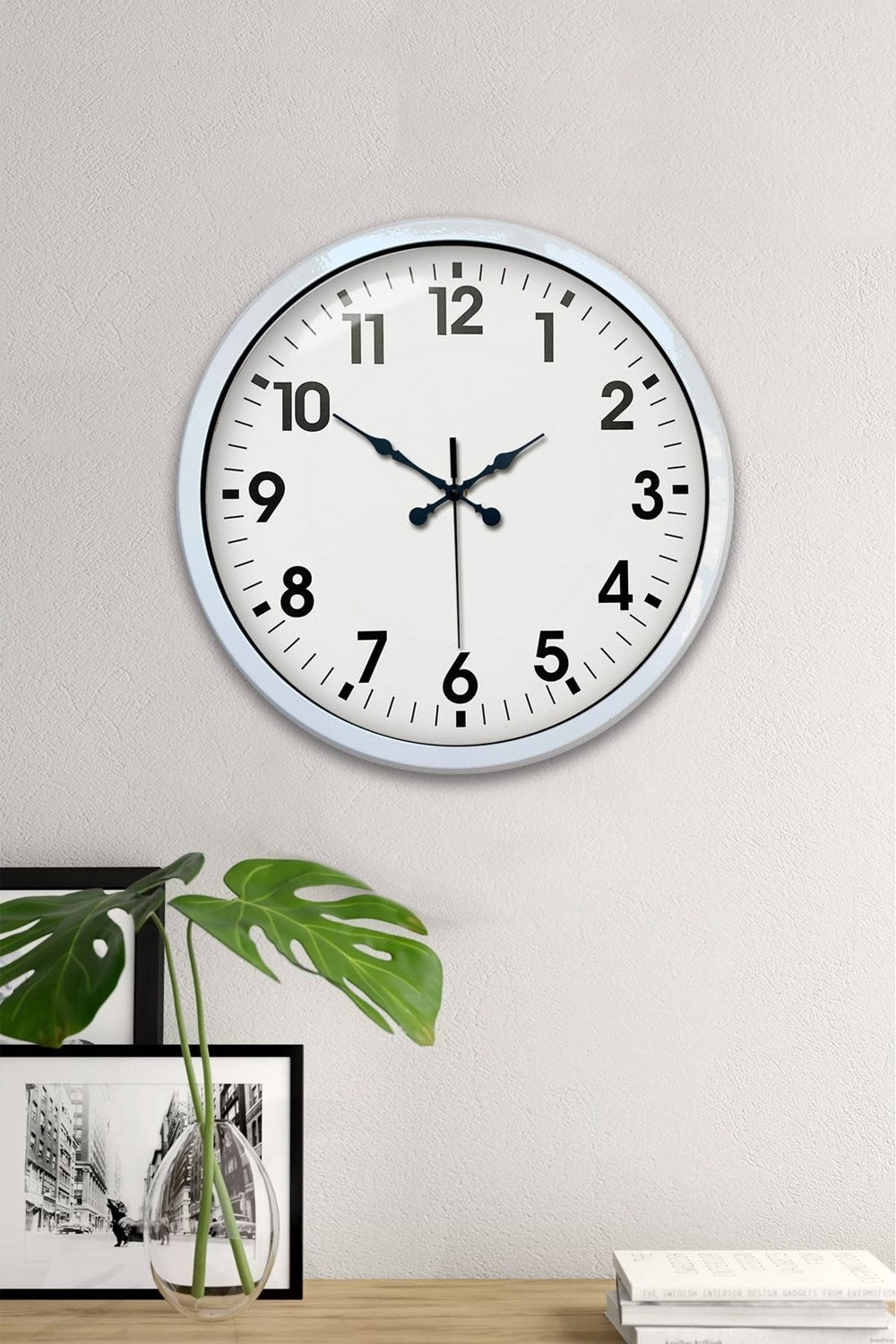 40 cm Beyaz Metal Standart Duvar Saati
