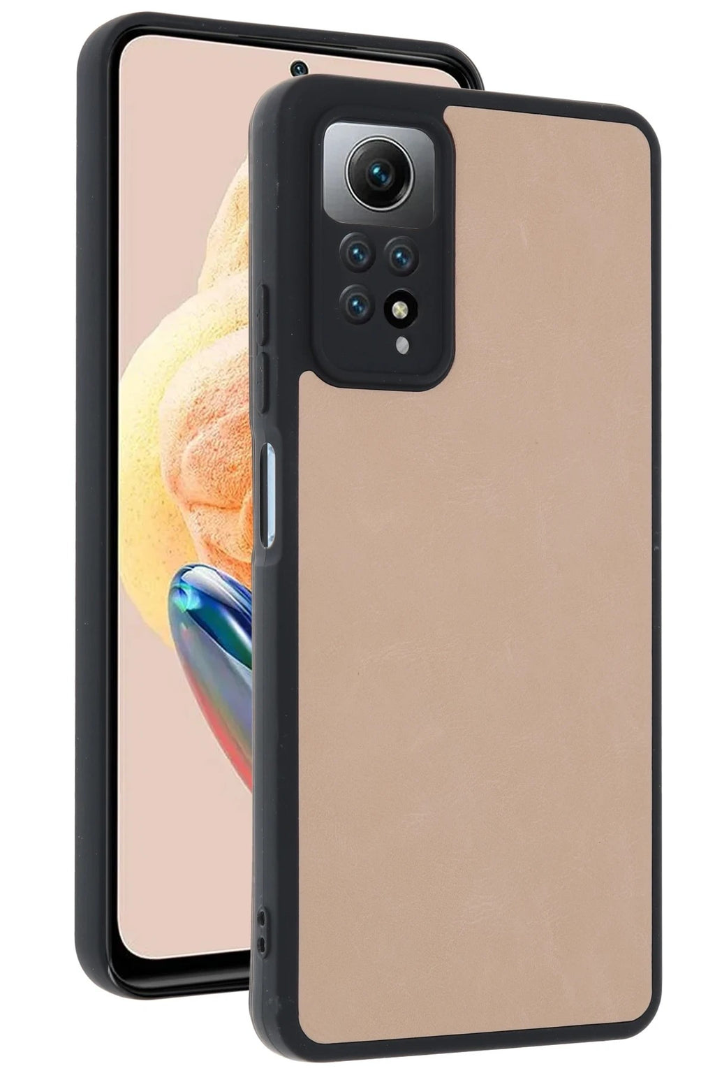 Mey İthalat® Redmi Note 12 Pro 4G Kılıf Aras Deri Kapak - Pudra