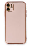 Mey İthalat® iPhone 12 Kılıf Coco Deri Silikon Kapak - Pudra