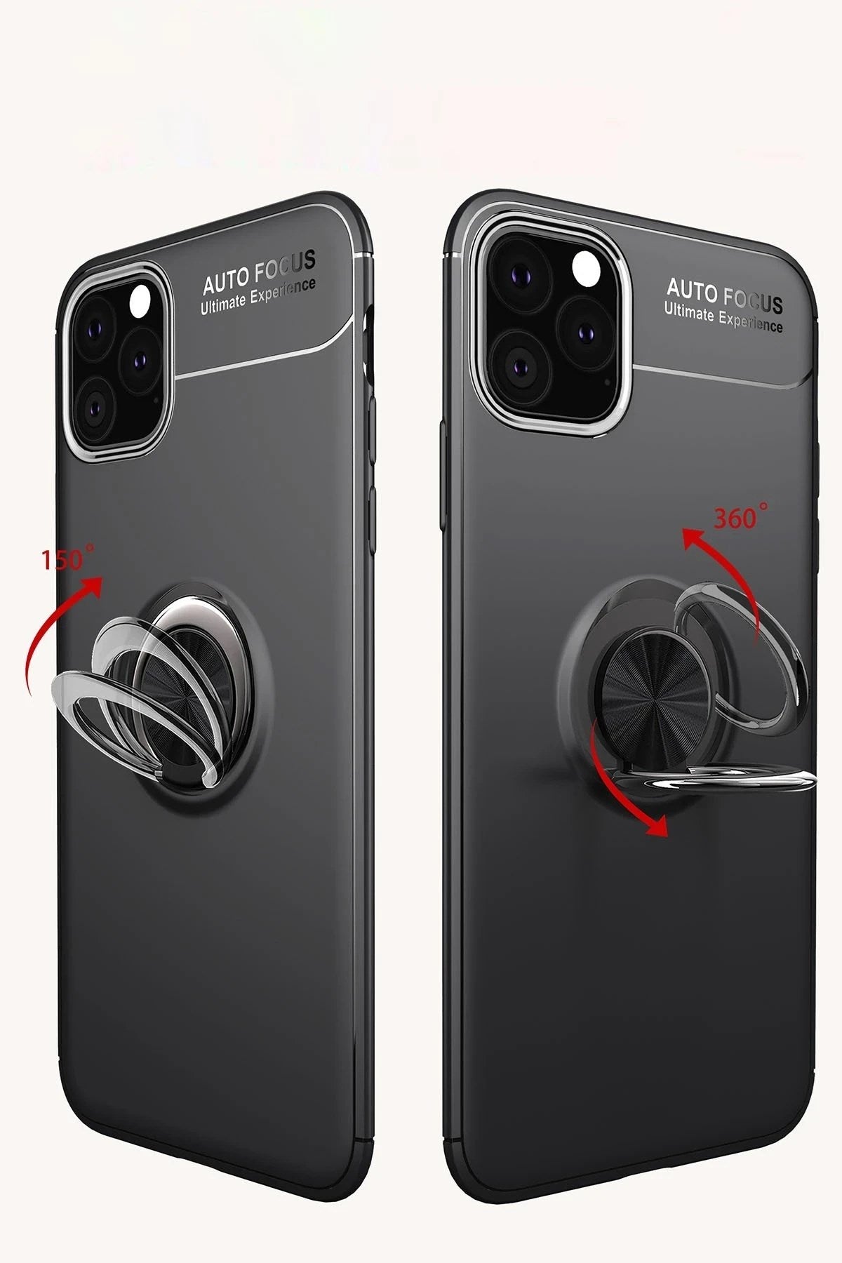 Mey İthalat® iPhone 11 Pro Max Kılıf Range Yüzüklü Silikon - Siyah-Kırmızı