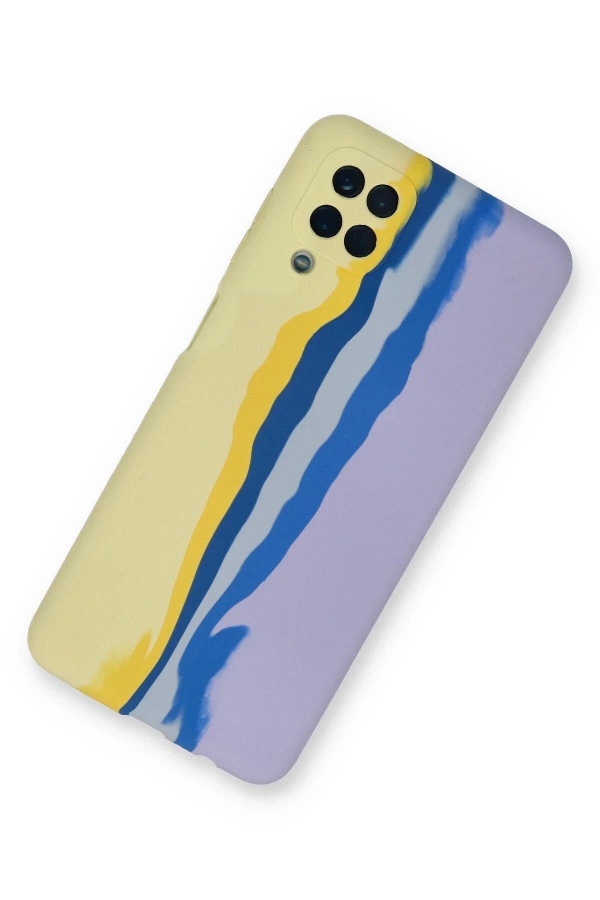 Mey İthalat® Samsung Galaxy A22 Kılıf Ebruli Lansman Silikon - Sarı-Lila