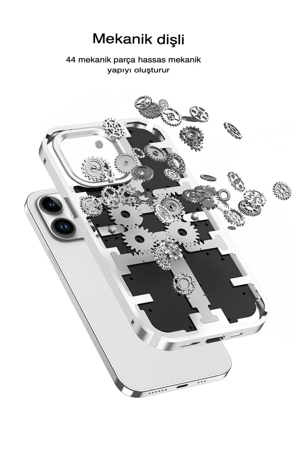 Mey İthalat® iPhone 13 Pro Max Kılıf Mekanik Bumper Kapak - Siyah