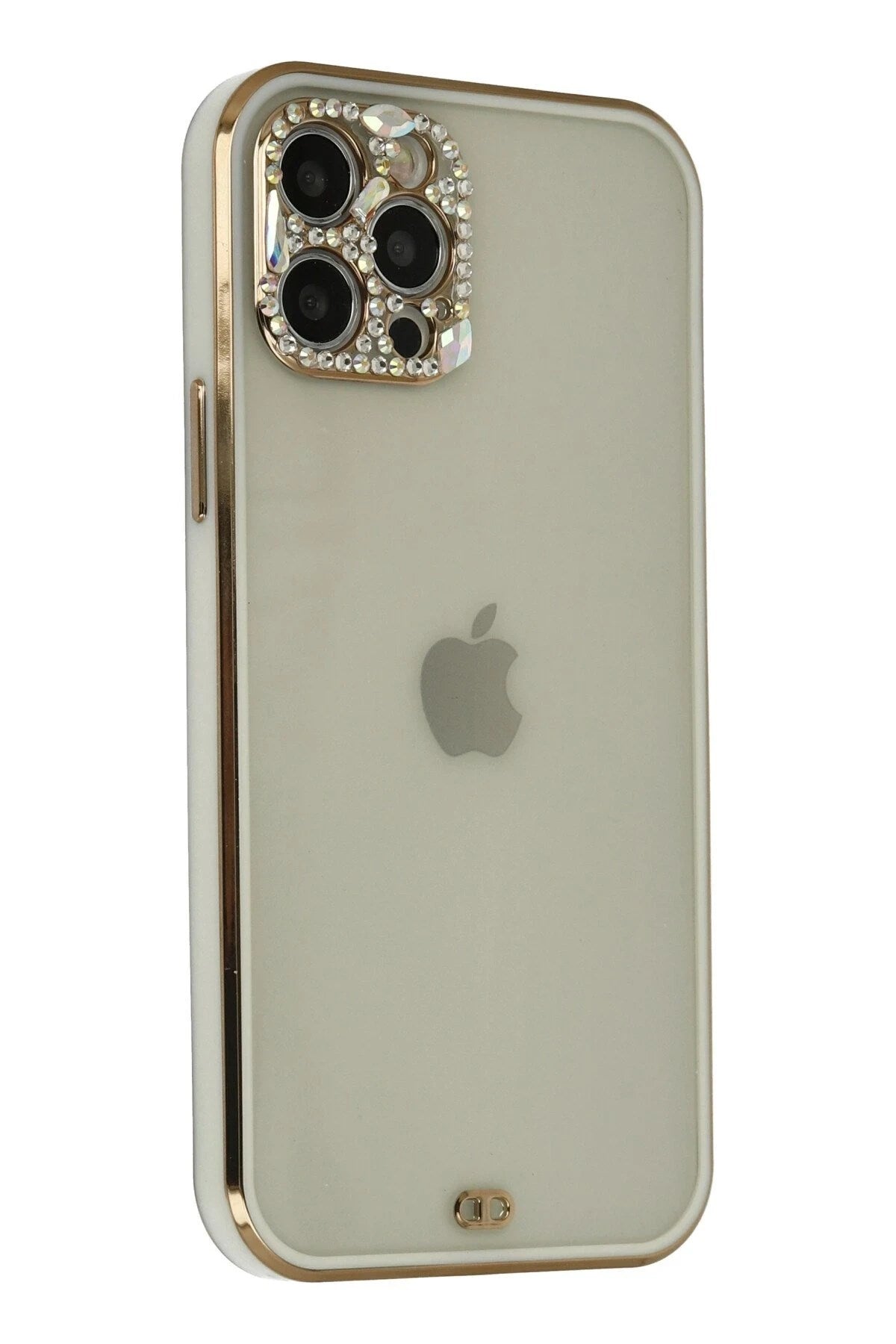 Mey İthalat® iPhone 12 Pro Max Kılıf Liva Taşlı Silikon - Beyaz