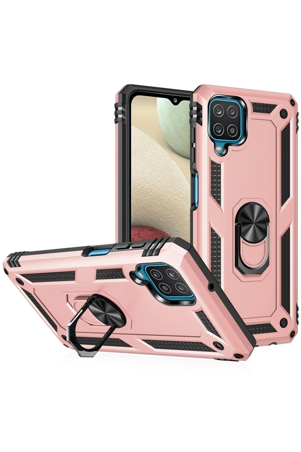 Mey İthalat® Samsung Galaxy A22 Kılıf Sofya Yüzüklü Silikon Kapak - Rose