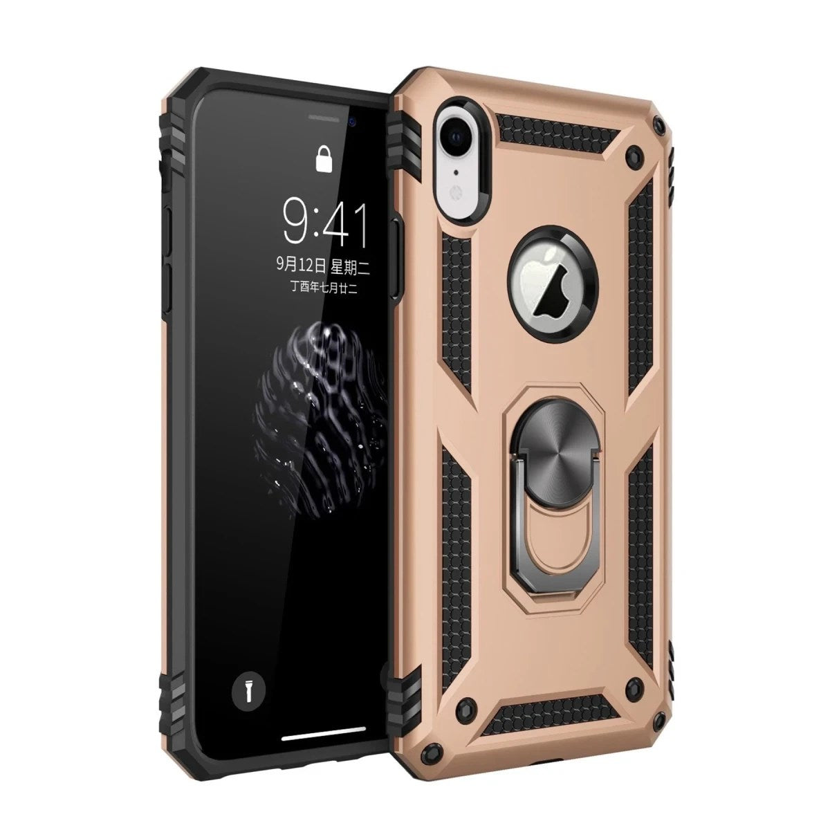 Mey İthalat® iPhone XR Kılıf Sofya Yüzüklü Silikon Kapak - Gold