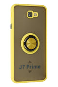 Mey İthalat® Samsung Galaxy J7 Prime Kılıf Montreal Yüzüklü Silikon Kapak - Sarı